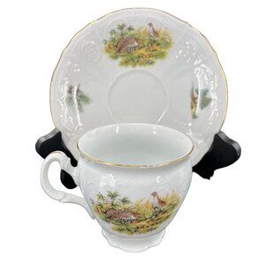 Bernadotte Fine China‎ Grouse Tea Coffee Cup Saucer Set Czech Republic Wildlife